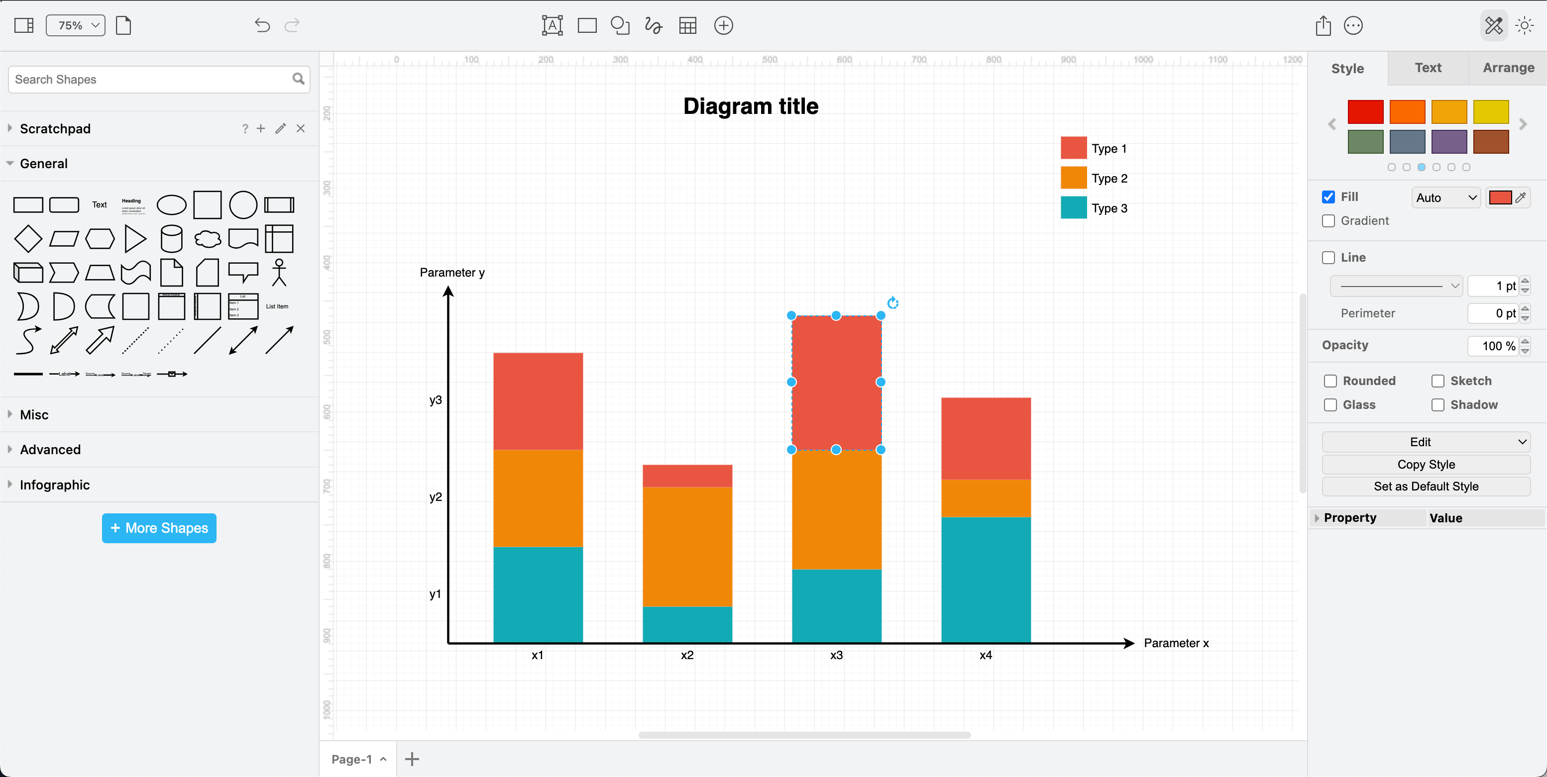 Draw a pie chart with shapes from the Infographic shape library